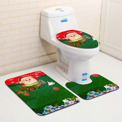 

Tailored 3PCS Fancy Santa Toilet Seat Cover&Rug Bathroom Set Christmas Decor