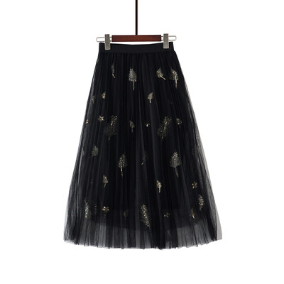 

Roseonmyhand Womens High Waist Pleated Skirt Sparkle Lady Tulle Skirt