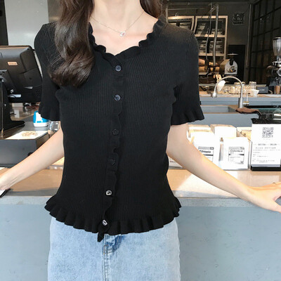 

Women New Style Casual Concsie Slim Fit All-match Solid Color Short Sleeve T-shirts