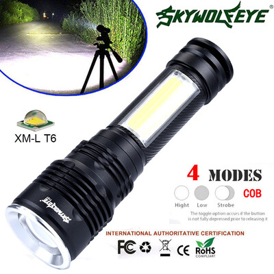 

Saidsome Portable XM- T6 COB LED Flashlight Zoomable 18650 Torch Light Lamp Lantern flashlight lamp