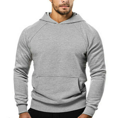

Men Top T-Shirt Long Sleeve Slim Fit Hooded Sweatshirt Pullover Sweat Hoodie New