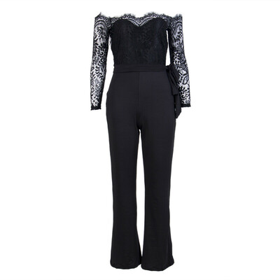 

Womens Casual Lace Sleeve Off Shoulder Jumpsuit Bodycon Playsuit Evening Party Club Long Pants Trousers Romper Bodysuit