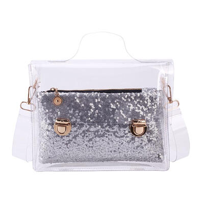 

2pcsset Clear Shoulder Handbags Women Sequins Clutch Beach Crossbody Bags