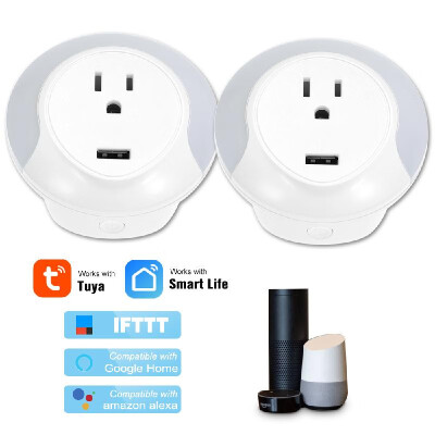 

Mini Smart WiFi Socket with LED Night Lighting USB Charging Port WIFI Smart Plug Remote Control by Smart Phone from Anywhere Timin