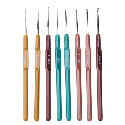 

8pcs Plastic Handle Aluminium Head Crochet Hooks Sweater Sewing Needles Kit