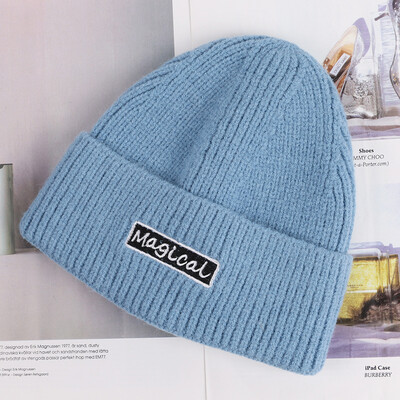 

Adult winter hat lady hair hat Korean version of simple hundred with a solid-colored knitted hat student couple ear-guard cold hat