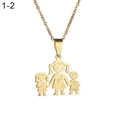 

Unique Stainless Steel Single Mother Kids Pendant Chain Necklace Jewelry Gift