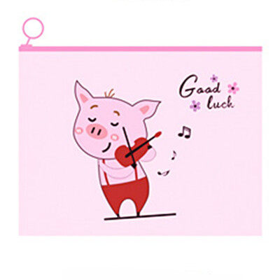 

Cute Pink Pig Pencil Case Transparent Pencil Case Creative Stationery School Supplies Ring Zipper Pouch Girls Gift