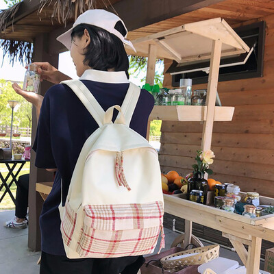 

New Fashion Womens Portable Backpack Casual Wild Plaid Printing Backpack