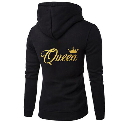 

Men Women Fashion Lovers Letter Printed Hoodie Casual King Queen Couple Hooded Sweatshirt Gifts For Lovers