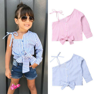 

USA Baby Girl Kid Off Shoulder Summer Tops Clothes Infant Newborn T Shirt Blouse