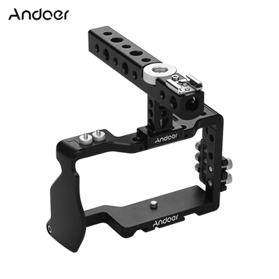 

Andoer Camera Cage & Top Handle & 15mm Rod Baseplate Kit Film Movie Making Video Cage Stabilizer Aviation Aluminum with Cold Shoe
