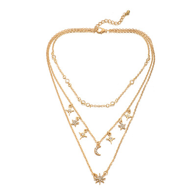 

Tocona 3PcsSet Multi-Layered Gold Long Chain Necklace Trendy Moon Star Necklace for Women Gold Pendant Statement Choker 8566