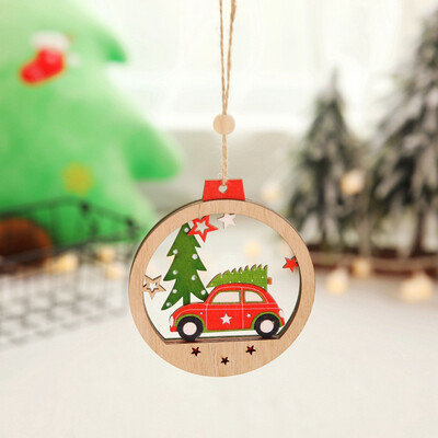 

Siaonvr Christmas Tree Wooden Round Pendant Color Wooden Car Christmas Ornaments