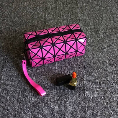 

New Fashion Women Cosmetic Bag Cases Geometric Folding Make Up Bag Quality PVC Qrganizer Makeup Case Beauty Bags