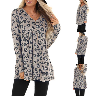 

Tailored Women Ladies Leopard Print Long Sleeve Pullover Blouse Tops Shirts