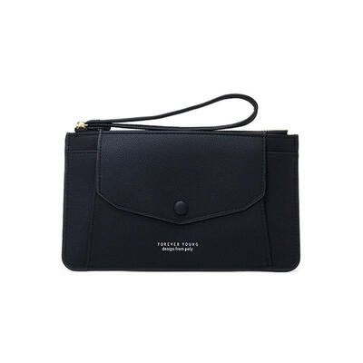 

Long Solid Color PU Wallet Casual Clutch Zipper Purse For Women