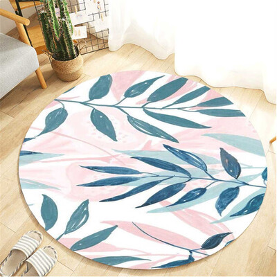 

Toponeto Tropical Plant leaves Pattern Round Flannel Bathroom Kitchen Carpet 80cm