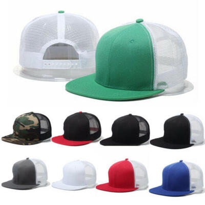 

Adjustable Snapback Trucker Baseball Cap Hat Men Unisex Mesh Visor Flat Hat