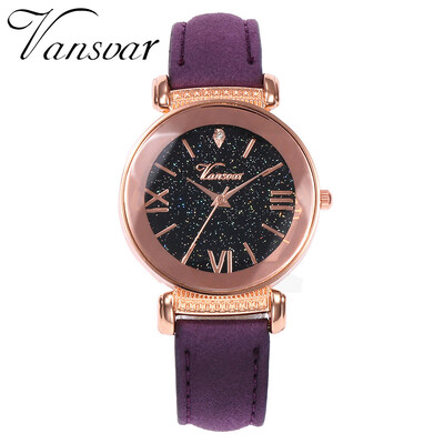 

Vansvar Hot Fashion Women Romantic Starry Sky Wrist Watch Leather Rhinestone Designer Ladies Clock Relogio Feminino 533