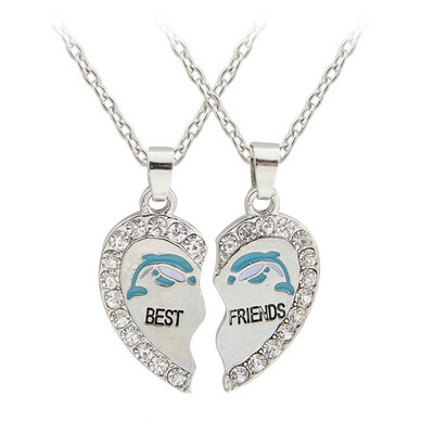 

New Design Fashion Cool Charm Europe&America Best Friends Love Animals Anchor Pendant Rhinestone Necklaces