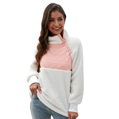 

Warm Sweatshirt Women Stylish Personality All-match Sweatshirt Long Sleeve Color-blocked Keep Warm Turtleneck Jacket