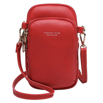 

Women Solid Color Multi Pocket Faux Leather Crossbody Shoulder Bag Phone Purse