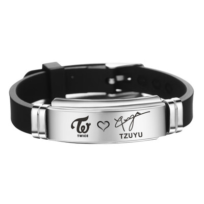 

KPOP TWICE Signature Lettering Adjustment Strap Stainless Steel Silicone Bracelet Unisex Sports Bracelet Hot Gift for Fans