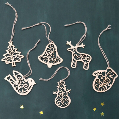 

〖Follure〗6Pcs Wooden Christmas Tree Pendant Xmas Wedding Tree Hanging Ornament Decor