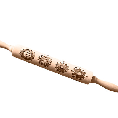 

Tailored Christmas Rolling Pin Engraved Carved Wood Embossed Rolling Pin Kitchen Tool