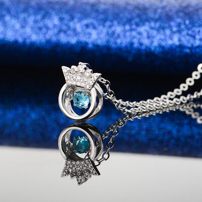 

Available 925 Necklace Sterling Silver Purple Crystal Zircon Crown Pendant Fashion MenS & WomenS Jewelry Gifts