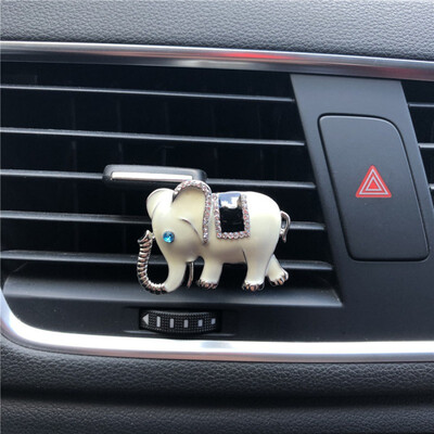 

Fashion Alloy Elephant Drip Oil Diamonds Elephant Car Perfume Clip Air Freshener Car Air Outlet Personality Perfume Ornaments
