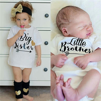 

Family Matching Toddler Kids Baby Boys Brother Romper Girls Sister T-shirt Tops