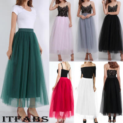 

New Women Layers Tulle Skirt Long Dress Princess Girls Ballet Tutu Dance Skirt