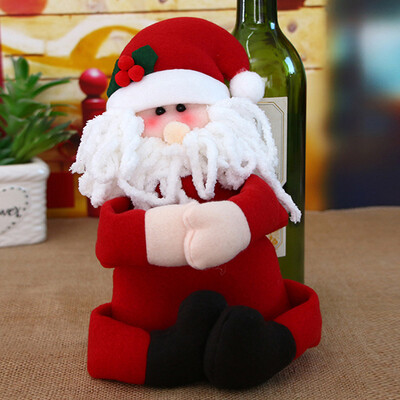 

Wine Bottle Cover Bags Snowman Santa Claus Christmas Decoration Sequins Xmas