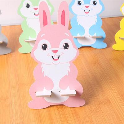 

Multicolor Cute Mobile Phone Bracket Wooden Lazy Bracket Cartoon Rabbit Dog For IPhone Android Phone Holder