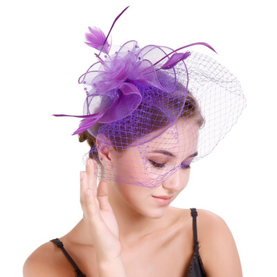 

Wedding Races Party Hair Clip Net Hat Bride Cones&Feathers Occasion