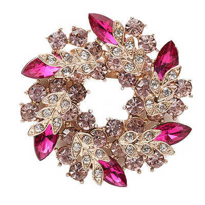 

1Pc High Quality Elegant Luxury Wreath Brooch Inlaid Shiny Rhinestones Crystal Personality Clothing Pin