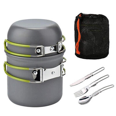 

Outdoor Camping Cookware Pot Set Portable 1-2 Person Picnic Kitchenware