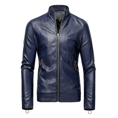 

Toponeto Men Winter Leather Jacket Biker Motorcycle Zipper Long Sleeve Coat Top Blouses
