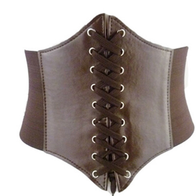 

Women Elastic Buckle Wide Waistband Waist Belt Adjustable Corset PU Leather Belt