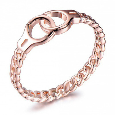 

Chic Link Chain Design Circle Crossed Rings For Women Men Sterling Gold Color Filled Wedding Bands Boho Jewelry Gifts Ring