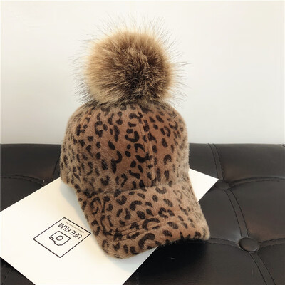 

Hat Womens winter Plush cap casual cap personality fashion leopard curve eaves hip hop hat