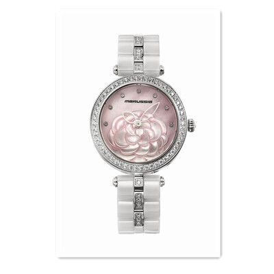 

Platinum Diamond Ceramic Camellia Series Quartz Womens Watch WFOJIO5B