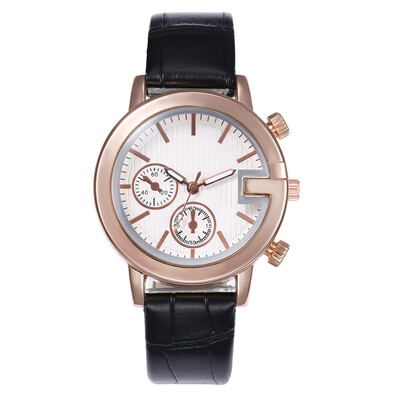 

Business Women Watches False Binocular Dial Ladies Quartz Wristwatch Solid Color Leather Strap Meeting Clock Montre Femme