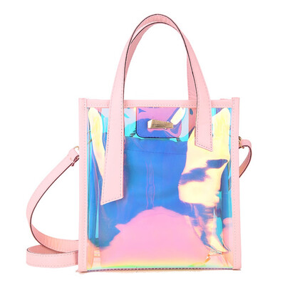 

Summer Transparent hand Bag Clear Jelly Purse Women Clutch Hologram Tote