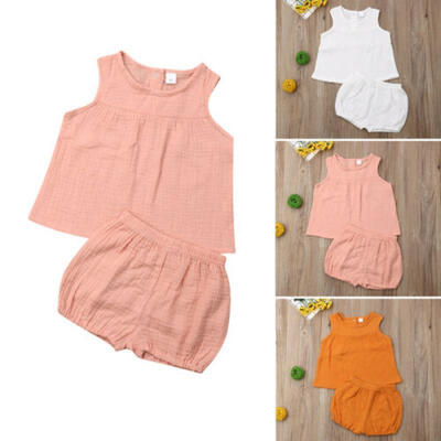 

US Fashion Toddler Newborn Baby Girls Cotton Tops Shorts Pants Clothes 2Pcs Sets