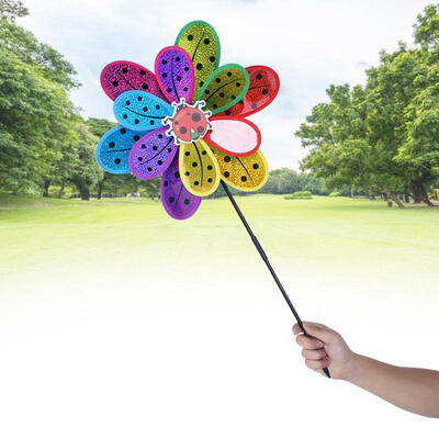 

Greensen Children Entertainment Two-layer Sequined Dots Colorful Windmill Lawn Decoration