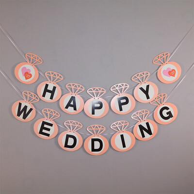 

FUNNYBUNNY Wedding Banner Decoration Wedding Room Layout Letter Pull Happy Wedding New House Dress Up Wedding Celebration