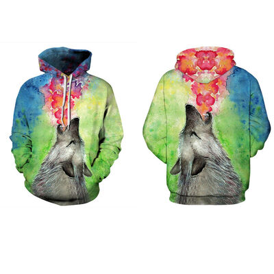 

Violet Wolf Print Sweatshirt Hoodies Men 3D Hip-Hop Winter Warm Tracksuit Sweat
